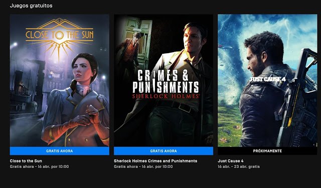 Sherlock Holmes Crimes & Punishments, Close The Sun, Just Cause 4 y más disponibles gratis en abril en Epic Games Store