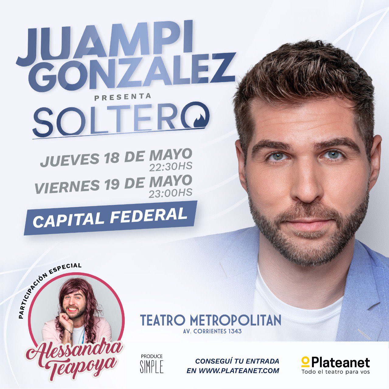 Juampi González, jueves y viernes en elMetropolitan 